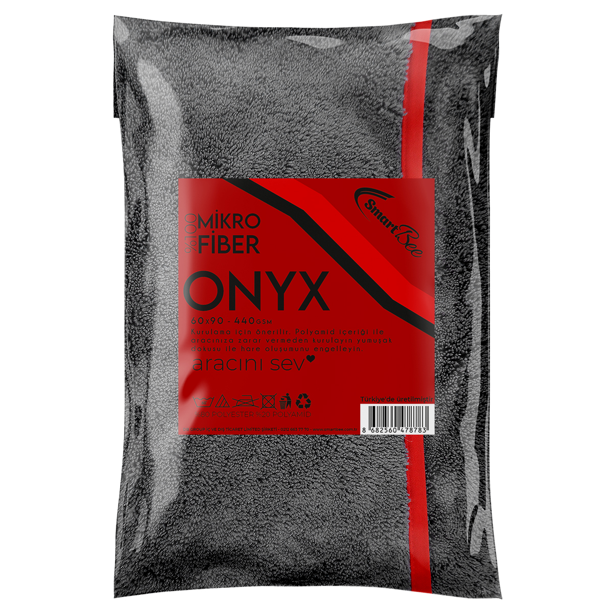 Onyx Mikrofiber Antrasit Oto Kurulama Havlusu 60x90 cm 440gsm